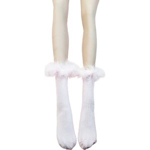 BamBella® Sokken stof Dames - Onesize Wit met veren kousen