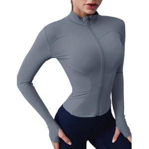 Dames Langarm Sportshirt - Fitness Training Yoga Crop Tops met Duimopen voor Hardlopen