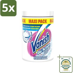 5 x Vanish Oxi Action - Vlekkenverwijderaar Poeder - Witte Was - Maxi Pack - 1 Kg - Grootverpakking - Witte Was - Vlekverwijderaar - Wit Maken - Vlekken Verwijderen - Wasmiddel