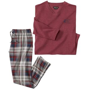 ATLAS FOR MEN - Geruite jersey pyjama bordeaux - Heren - Verkrijgbaar in grote maten - 5XL