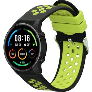 kwmobile bandje geschikt voor Xiaomi Mi Watch / Mi Watch Color Sport - Armband voor fitnesstracker in zwart / groen - Horlogeband