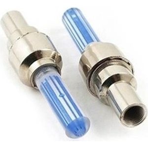 Set fietslichten ventiel kleur blauw - wiel LED incl batterijen - ventielverlichting / ventiellampjes