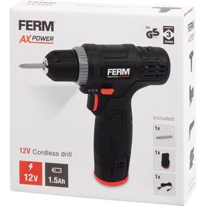 FERM draadloze boormachine | 12 volt | Op te laden met USB-C-kabel | Incl. Cr-V 50 mm schroefbit | Snoerloos