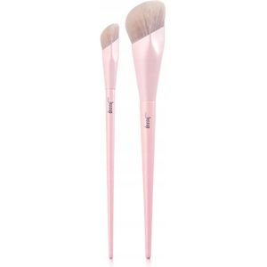 Jessup - Roze - Make-up Kwasten Set - 2 Stuks - Premium Synthetische Gezicht Make-up Kwasten