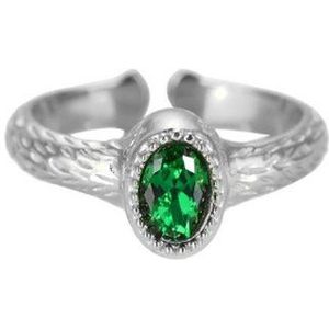 Groene ovale diamanten design ring - Ring met zirkonia - Maat 17 - Verzilverd - Dottilove