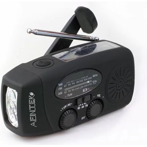 AFINTEK Noodradio Op Batterijen - Voor Rampen - Voor Camping - Powerbank - Solar - Zwart