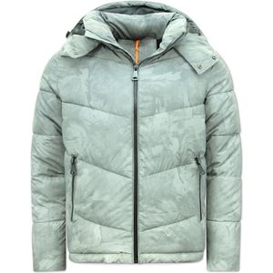 Reflector Grijs Puffer Jas Heren met Capuchon