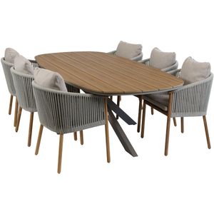 7-delige tuinset | 6 Es Vedra tuinstoelen (Teakhout) | Tuintafel Cadiz 240x115cm (Camel)
