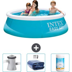 Intex Rond Opblaasbaar Easy Set Zwembad - 183 x 51 cm - Blauw - Inclusief Zwembadfilterpomp - Solarzeil - Chloor