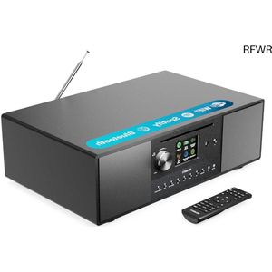 RFWR® Internetradio met cd-speler, Bluetooth en subwoofer - DAB muziek met Spotify Connect