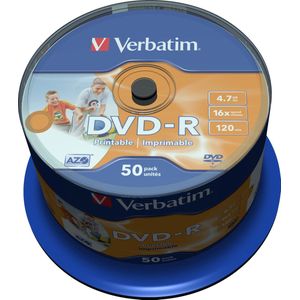 Verbatim - 43533 - DVD-R Schijf - 4.7 GB - 50 Stuks - Bedrukbaar