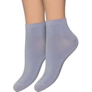 Bonnie Doon Bamboe Sneakersokken Dames Blauw/Grijs maat 36/42 - 2 paar - Licht, Ademend, Soepel - Zeer Comfortabel en Zacht - Korte sokken - Zakken niet af - Bamboo Viscose Rayon - Antibacteriële Werking - Milieubewust - Mineral - OL0410992.282