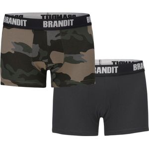 Brandit - Logo 2-Pack Boxershorts set - S - Zwart/Bruin