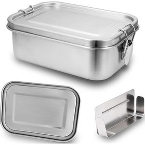 800ml Lunchbox RVS Take a Break Broodtrommel - incl. divider - Roestvrij Staal - Brooddoos met Losse Compartimenten - Bento Box -lunchbox thermische container