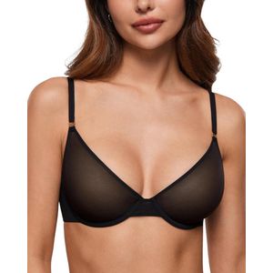 Transparante BH met Riemen voor Vrouwen - Sexy Mesh Design - Diepe Hals en Naadloos - Zacht en Comfortabel - Verstelbaar met Balkon Effect