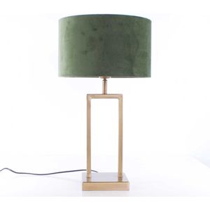 Landelijke tafellamp Veneto | 1 lichts | groen / brons / bruin / goud | metaal / stof | Ø 30 cm | 55 cm hoog | tafellamp | modern / sfeervol / klassiek design
