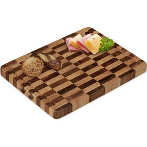 Relaxdays snijplank hout - groot - snijblok keuken - hakblok - antibacterieel - acacia