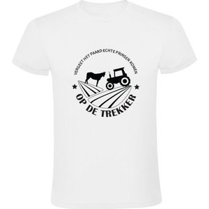 Vergeet het paard - echte prinsen komen - op de trekker Heren T-shirt | boer | boerderij | trekker | tractor | boeren | veeteelt | landbouw | shirt