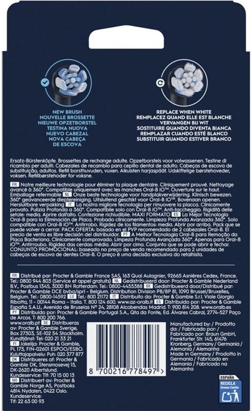 Oral-B Opzetborstels iO Ultimate Clean Zwart - 6 x 8 stuks - Voordeelverpakking