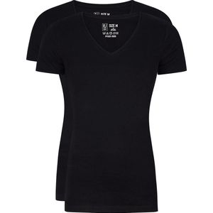 RJ Bodywear Everyday - Alkmaar - 2-pack - T-shirt diepe V-hals - zwart rib -  Maat S