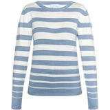 usha - BLUE LABEL - Trui - Blauw/Wit - Ronde Hals - Gestreept - Lange Mouw