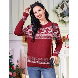 Dames lange mouwen lelijke kersttrui rendier gebreide trui tops