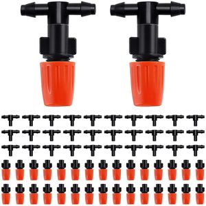 30 Stuks Verstelbare Irrigatie Druppelsproeiers Micro Emitter Druppelaars T-stuk voor 4/7mm Tuinslang Oranje