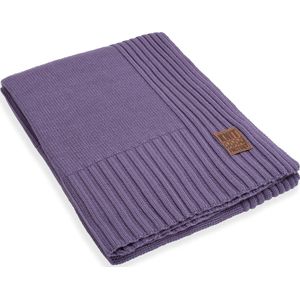 Knit Factory Uni Gebreid Plaid - Woondeken - Kleed - Violet - 160x130 cm