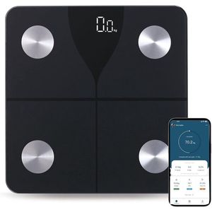 Weegschaal Personenweegschaal - Slimme Weegschaal met Lichaamsanalyse - Digitaal - Zwart
