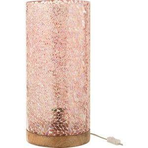 J-Line tafellamp Mozaiek - glas - roze - large