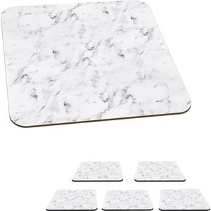 Onderzetters voor glazen - Marmer - Structuur - Zwart - Wit - 10x10 cm - Glasonderzetters - 6 stuks