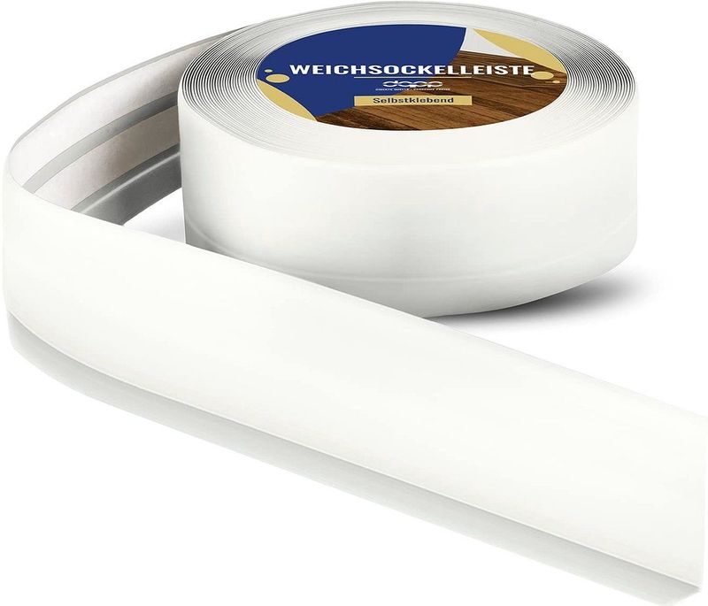 DQ-PP - Zachte Plint - Wit - 5 m - 50 x 15 mm - PVC - Zelfklevend