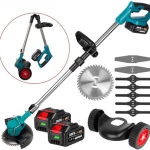 Grasmaaier elektrisch - Grasmaaier accu - Grastrimmer - Opvouwbaar - Draadloos - 2x 18V batterij - lichtblauw