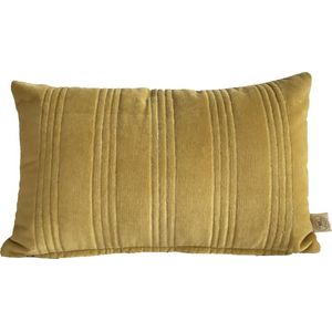 Rocaflor Kussen Rechthoek Velours Fluweel Oker Geel met goud stiksel  50cmx30cm