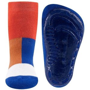 Ewers antislip sokken geblokt met blauw, wit, oranje en bruin