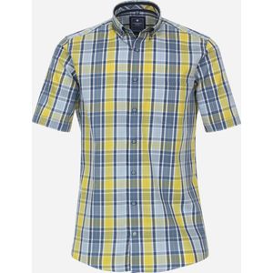 Redmond comfort fit overhemd - korte mouw - popeline - blauw geruit - Strijkvriendelijk - Boordmaat: 41/42