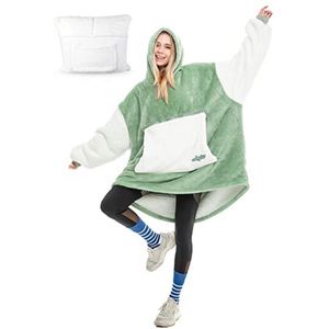 Oversized Decken Hoodie voor Volwassenen – Gezellige Sherpa Deken en Sweatshirt in Salie Groen