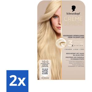 2 x Schwarzkopf - Haarkleuring - Creme Supreme 10-0 - Natuurlijk Ultra Lichtblond - 245g - Ultra Lichte Blond - Blond Haar - Haarkleuring - Grijsdekking - Haarkleur