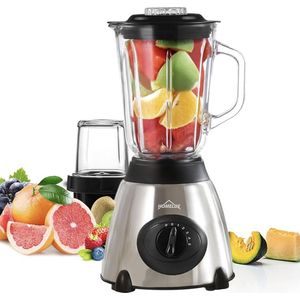 HOMELUX Smoothie Maker blender - 1,5 l Glas - Mixer - 350 W blender - Krachtige mixer - 5 snelheden + impulsfunctie - ice crush-functie - zilver