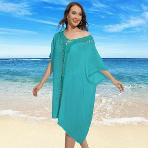 Badkleding voor dames, eendelige sarong met diepe V-hals, uitgeholde strandjurken voor dames, zomer, effen kleur, bikini cover-up, badjurk, strandkleding