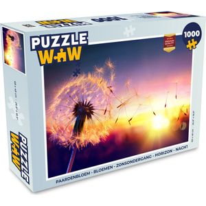 Puzzel Paardenbloem - Bloemen - Zonsondergang - Horizon - Nacht - Legpuzzel - Puzzel 1000 stukjes volwassenen