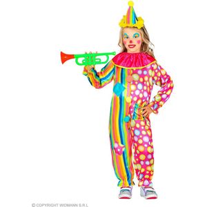 Widmann - Clown & Nar Kostuum - Zeer Vrolijke Regenboog Clown Kind Kostuum - Roze - Maat 104 - Carnavalskleding - Verkleedkleding