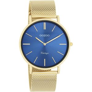 OOZOO Vintage series - Goudkleurige horloge met goudkleurige metalen mesh armband - C20290