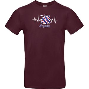 T-shirt burgundy met opdruk Fryslân provincie hartslag maat S (Friesland provincie hartslag) van Shirtmakelaar