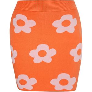 MYMO - Minirok - Lichtgrijs - Bloemenprint - Slanke Pasvorm