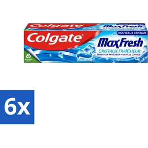 Colgate Max Fresh - Cooling Crystals - Tandpasta - 10x Langere Frisheid - Nieuwe Formule - 75ml - Voordeelverpakking - 6 stuks