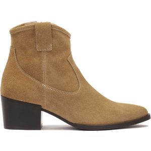 Light brown suede boots in cowboy style