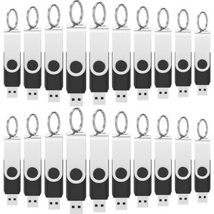 20 stuks 2 GB USB 2.0 Flashdrives met Sleutelhangers - Draaibare Geheugensticks voor PC en Laptop