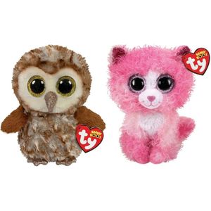 Ty - Knuffel - Beanie Boo's - Percy Owl & Reagan Cat