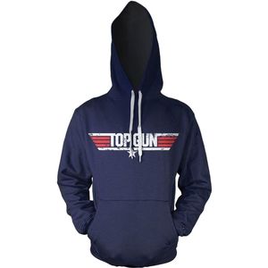 Top Gun Distressed Logo Hoodie Navy-XL